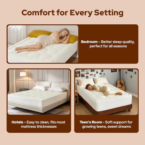 BEDLORE Queen Mattress Pad Cover, Cooling Bamboo Viscose Mattress Topper - Image 6
