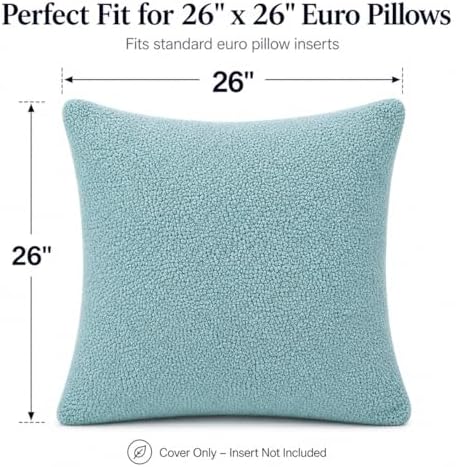 REAFORT Sherpa Euro Sham Cover 26"x26", Zipper Closure - Image 2