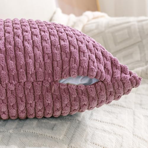 Set of 4 Pink Decorative Throw Pillow Covers 12x20 Inch Corduroy Pillow Covers - Image 3