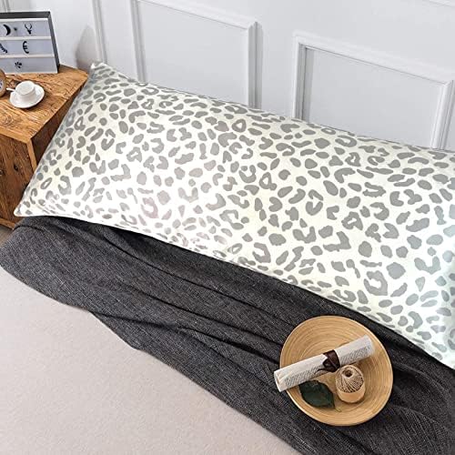 Grey Leopard Print Satin Body Pillow Cover, 20x54 Cheetah Pillow Case - Image 4