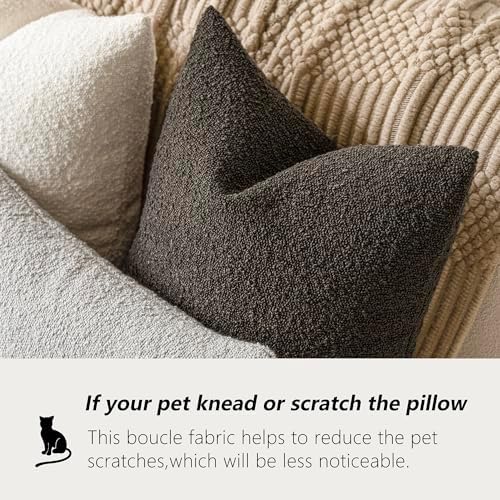 Foindtower Decorative Textured Boucle Throw Pillow Covers 26x26 Dark Brown - Image 4