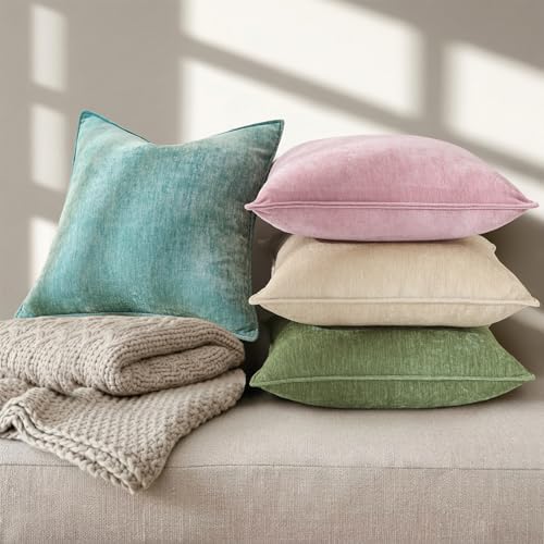 decorUhome Chenille Teal Velvet Throw Pillow Covers 16x16 Set of 2 - Image 5