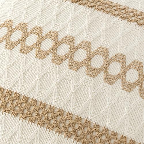 MIULEE Set of 2 Neutral Boho Decorative Pillow Covers 18x18 Inch - Image 4