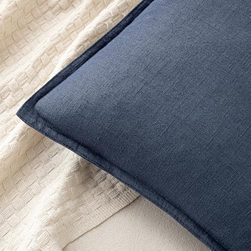 MIULEE Decorative Linen Pillow Covers 20x20 Inch Indigo Blue - Image 2