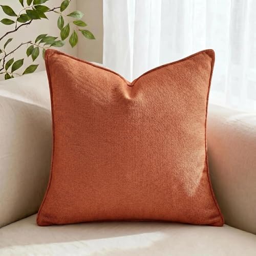 Fancy Homi Set of 2 Small Burnt Orange 12x12 Inch Soft Chenille Decorative - Image 7