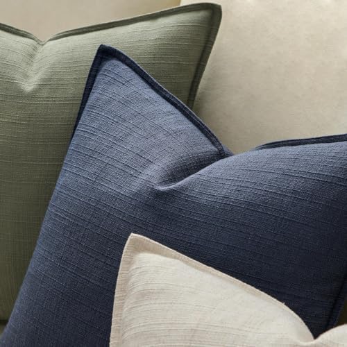 MIULEE Thick Textured Navy Blue Euro Sham Throw Pillow Covers 24x24 Inch - Image 3