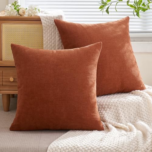 MIULEE Fall Rust Terracotta Chenille Couch Throw Pillow Covers - Image 4