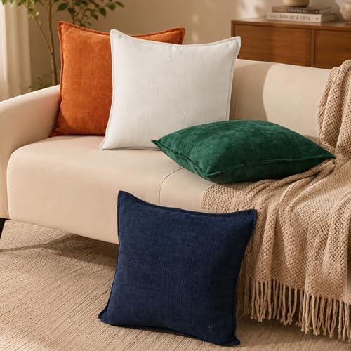 Allorry Throw Pillow Covers 24x24 Navy Blue Chenille Solid Home Decor014I24 - Image 5