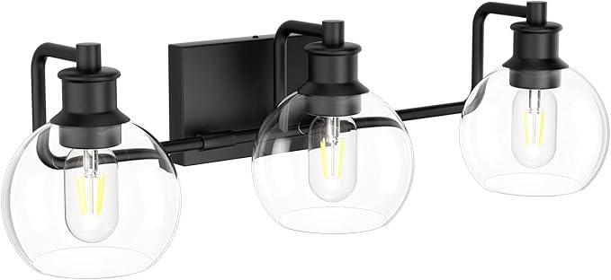 Tipace Black Vintage Bathroom Vanity Light Fixtures Over Mirror Glass Globe 3 - Image 2