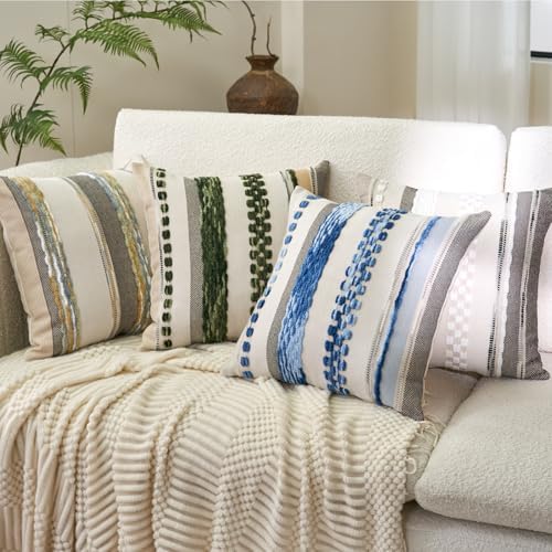 Aeckself Boho Throw Pillow Covers 18x18 Inch Set of 2, Farmhouse Decorative - Image 4