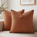 Fancy Homi Set of 2 Rust 16x16 Inch Soft Chenille Decorative Throw Pillow Covers by Fancy+Homi