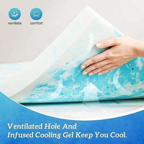 Sweetcrispy Full 2 Inch Memory Foam Cooling Gel Infused Mattress Topper - Image 5