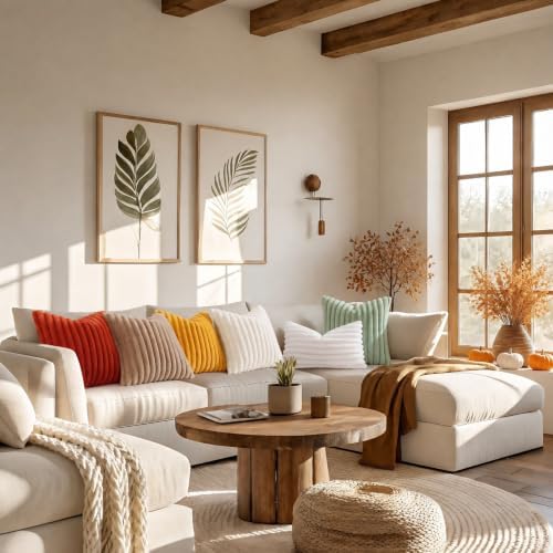 decorUhome Fall Faux Fur Throw Pillow Covers 12x20 Set of 2 Rust - Image 6