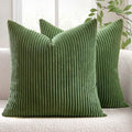 MIULEE Decorative Corduroy Throw Pillow Covers Set of 2 18x18 Moss Green by MIULEE
