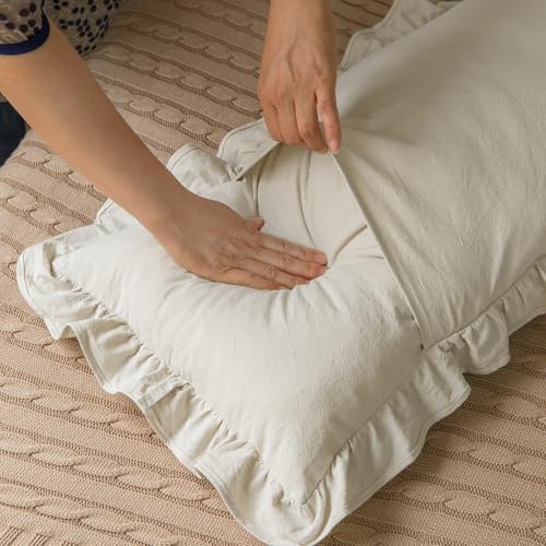 GLORY SEASON Pillow Shams Set of 2 Washed 100% Cotton Retro Ruffle Flounces - Image 4
