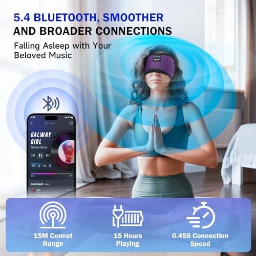 TOPOINT Sleep Mask with Bluetooth Headphones, Breathable Silk Eye Mask - Image 3