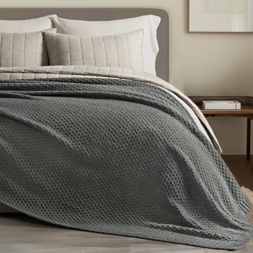 EVERGRACEHOME Chunky Chenille Knit Throw Blanket, Charcoal Gray - Image 6