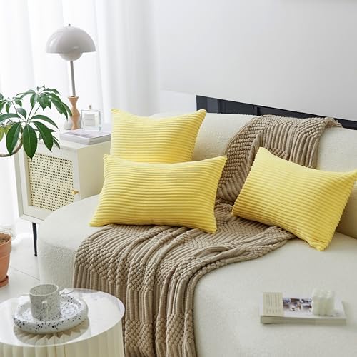 Home Brilliant Yellow Pillow Covers Super Soft Velvet Couch Throw Pillows 2 - Image 2