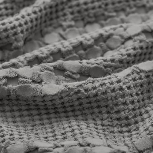 PHF Cotton Waffle Pillow Shams Cal King 20" x 40", Dark Grey, No Insert - Image 5
