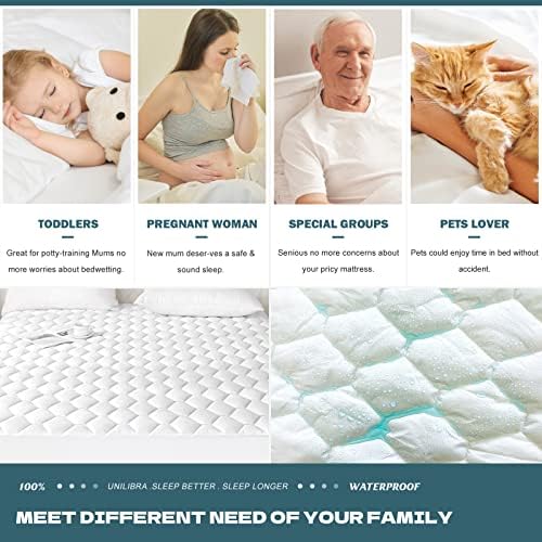 UNILIBRA Queen Mattress Protector Waterproof, Deep Pocket Mattress Pad Cover Up - Image 4