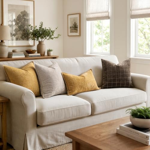 MIULEE Decorative Couch Throw Pillow Covers 16x16 Inch Gold 2 Pack - Image 5