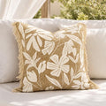 BlissBlush Throw Pillow Cover 20x20 Inch Indoor Outdoor, Jute-Look Floral by BlissBlush