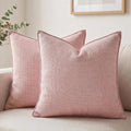 Fancy Homi Set of 2 Pink 18x18 Inch Soft Chenille Decorative Throw Pillow Covers by Fancy+Homi