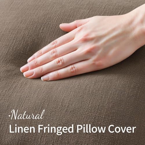 MIULEE Linen Decorative Fall Euro Throw Pillow Covers Cocoa Brown 28x28 - Image 2