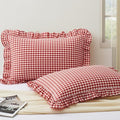KKJIAF 2 Pcs Plaid Ruffle Pillow Case Standard Size by KKJIAF