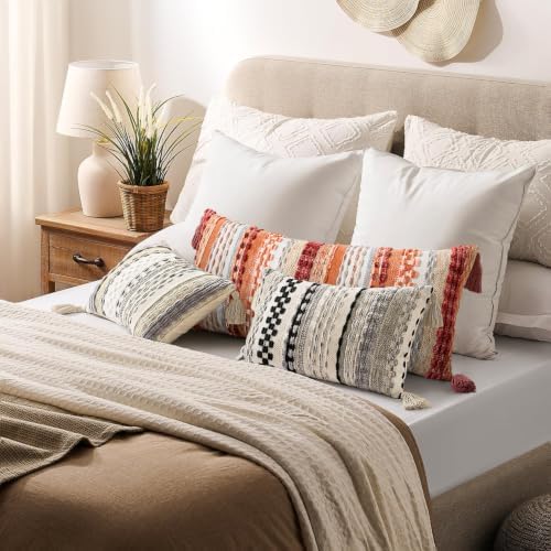 Kevin Textile Boho Tufted 14"x36" Lumbar Pillow Cover 1 Pack, Burnt Orange - Image 6