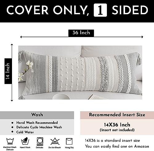BlissBlush Gray Decorative Lumbar Pillow Cover 14x36, Farmhouse Lumbar Throw - Image 4