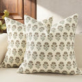 Farmhouse Floral Pillow Covers 18x18 Set of 2, Country Botanical Throw Pillow by DKwizme