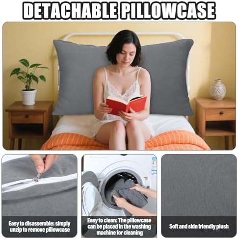 Barydat Twin XL Dorm Headboard Pillow, Plush Back Support, Dark Gray - Image 4