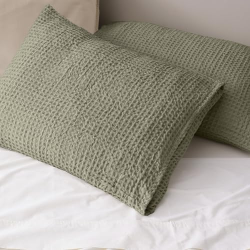 PHF Ultra Soft Waffle Pillow Shams Standard 20"x26", Dusty Sage, No Insert - Image 6