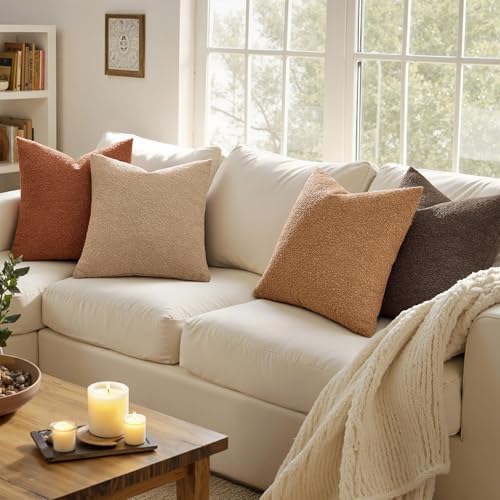 MIULEE Fall Decorative Boucle Throw Pillow Covers 20x20 Rustic Set of 4 - Image 3