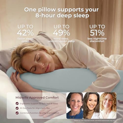 Momcozy J Shaped Pregnancy Pillow, Maternity Body Pillow - Image 3