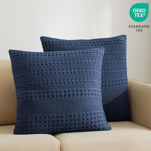 PHF Cotton Waffle Weave Euro Sham Covers 26"x26", No Insert - Image 3