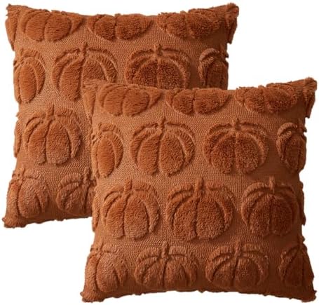 MIULEE Fall Pillow Covers Pumpkin Fall Decor 22x22 Dark Rust - Image 7