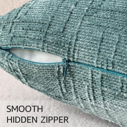 decorUhome Textured Chenille Throw Pillow Covers 18x18 Set of 2 Teal - Image 3