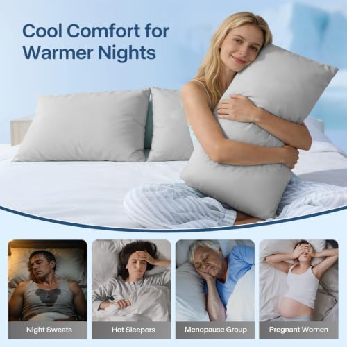Luxury Cooling Pillowcases Queen Size 2 Pack, Q-Max>0.4 Cool Touch - Image 4
