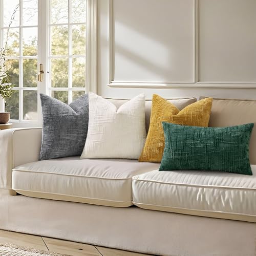 decorUhome Textured Chenille Throw Pillow Covers 24x24 Set of 2 Green - Image 6