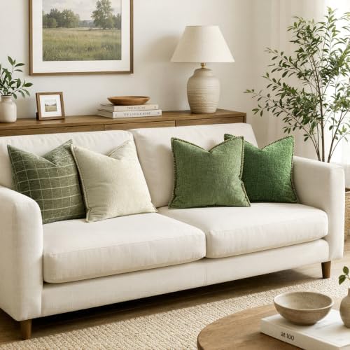 MIULEE Decorative Euro Sham Pillow Covers 24x24 Inch Sage Green 2 Pack - Image 5