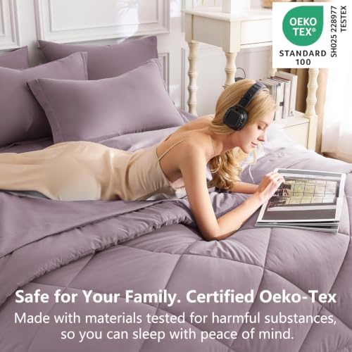CozyLux Full Comforter Set 82"x86" Dusty Purple - Image 3