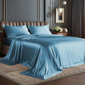 BEDELITE Satin Sheets California King Size Bed Set, Airy Blue, 4 Pieces by BEDELITE
