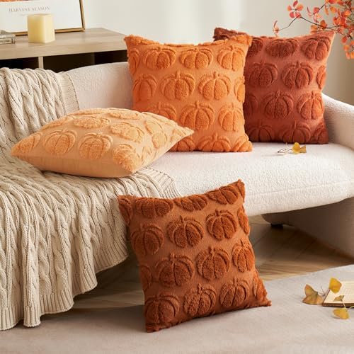 MIULEE Fall Pillow Covers Pumpkin Fall Decor 16x16 Dark Rust - Image 3