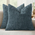 MIULEE Chenille Textured Throw Pillow Covers Blue 18x18 Set of 2 by MIULEE