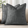 decorUhome Chenille Throw Pillow Covers 20x20 Set of 2, Dark Grey by decorUhome
