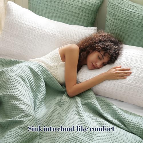 PHF Cotton Ruffle Waffle Pillow Shams Standard 20" x 26", No Insert - Image 2