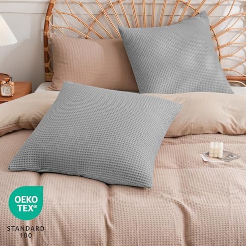 PHF 100% Cotton Waffle Weave Throw Pillow Cover, No Insert, 2 Pack Elegant Home - Image 2
