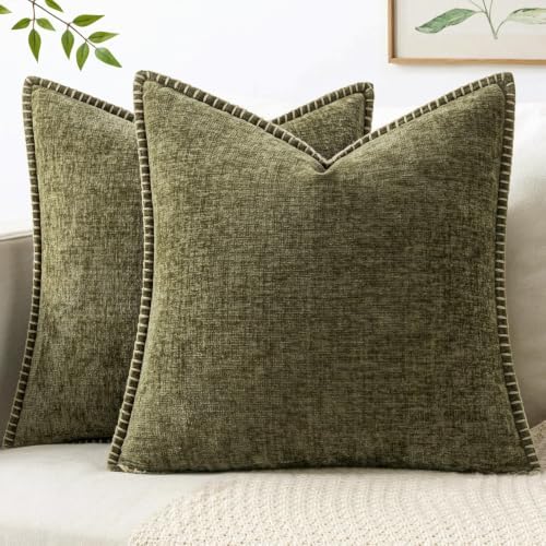 MIULEE Decorative Couch Throw Pillow Covers 20x20 Inch Olive Green 2 Pack by MIULEE